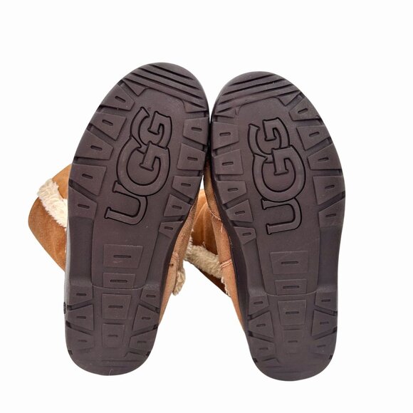 UGG AUSTRALIA NIGHTFALL 5325 BROWN SUEDE SHEARLING MID CALF BOOTS - W10 - Picture 6 of 10